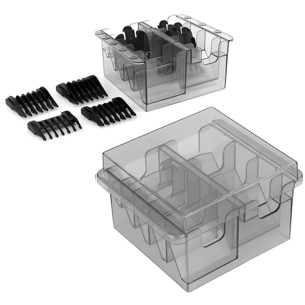 Storage Box for Guide Combs, Hair Clippers, Positioning Tools, Dividers, Organizer Case, Transparent Grey