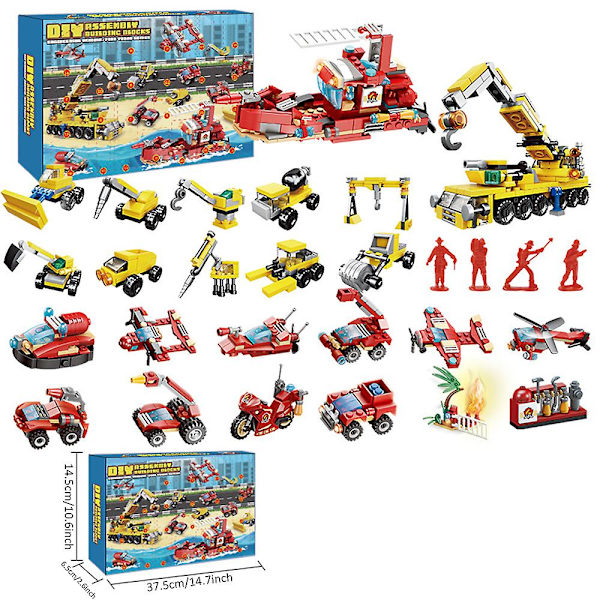 2023 Jul 24 st Brandbil Lekfordon Byggklossar Leksaker Adventskalender Jul 24 Dagar Nedräkning Överraskningar Box Gåvor
