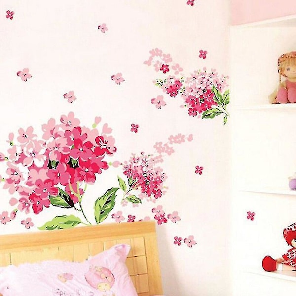 Rosa broderade blommor bröllopsrum sovrum vardagsrum soffa TV bakgrund dekorativa väggdekaler