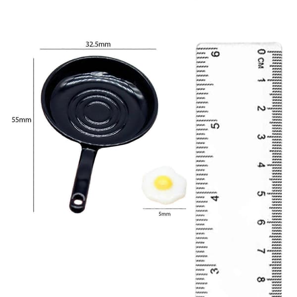 1:12 Miniature Stegepande og Spatel Pocherede Æg Sæt til Køkken Dukkehus