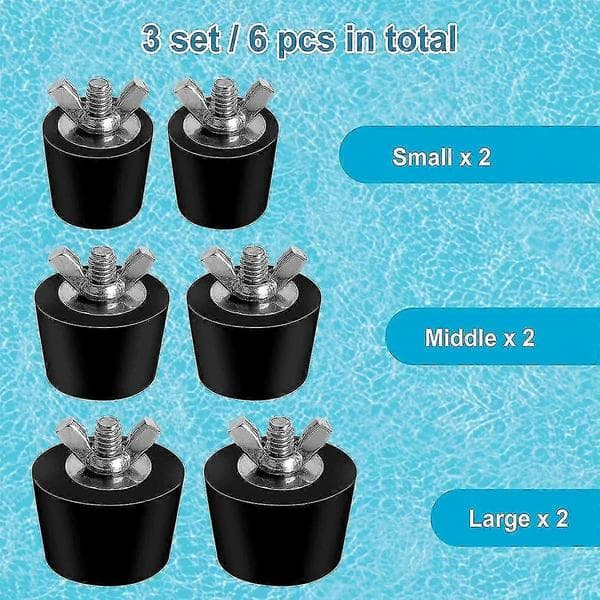 6-pack 3 Storlekar Pool Vinterförslutningsplugg för Poolhål, Expansionspluggar för Ovanjordspool Skimmer - I lager