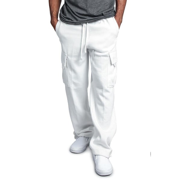 Nya Lediga Rak Overaller med Flera Fickor för Män White L