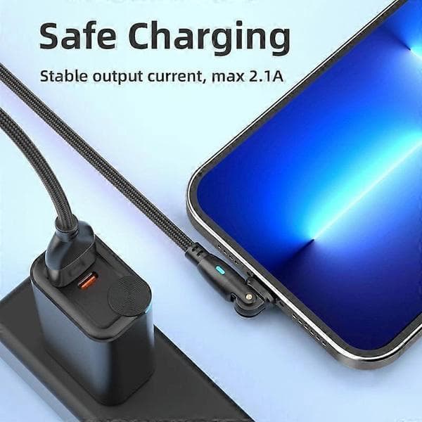 USB til 8-pinners lade- og datakabel med LED-lys, lengde: 2m