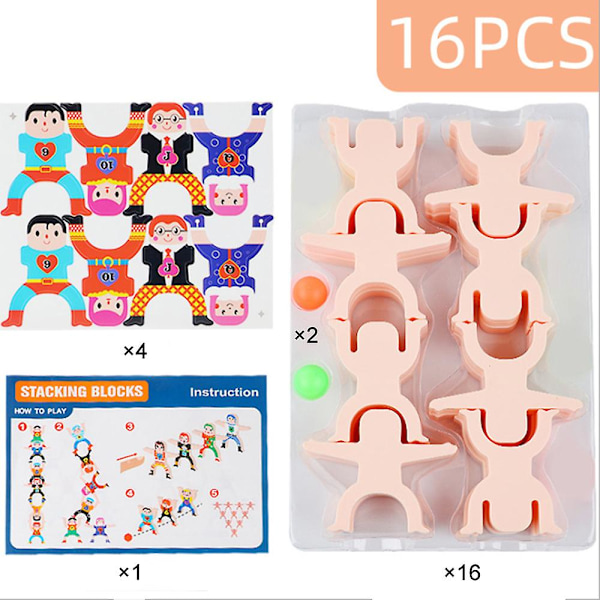16 stk Hercules Balanceklodser Børnepuslespil Diy Stabel Høj Byggeklodser Bordspil Legetøj Til Børn