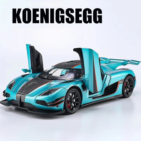1:24 Koenigsegg One 1 One:1 metalliseos valettu lelu automallin ääni ja valo vedä taaksepäin lasten lelukeräilyt syntymäpäivälahja Blue