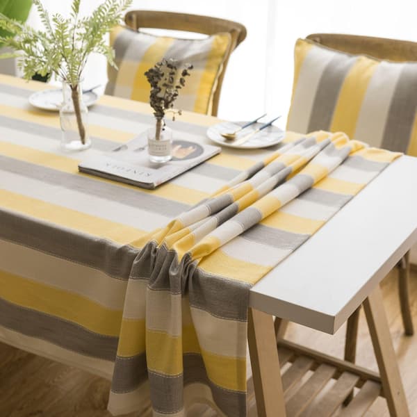Cathetus Duk Vattentät Rektangulär Randig Rund Bordsduk Gray stripes 135*260