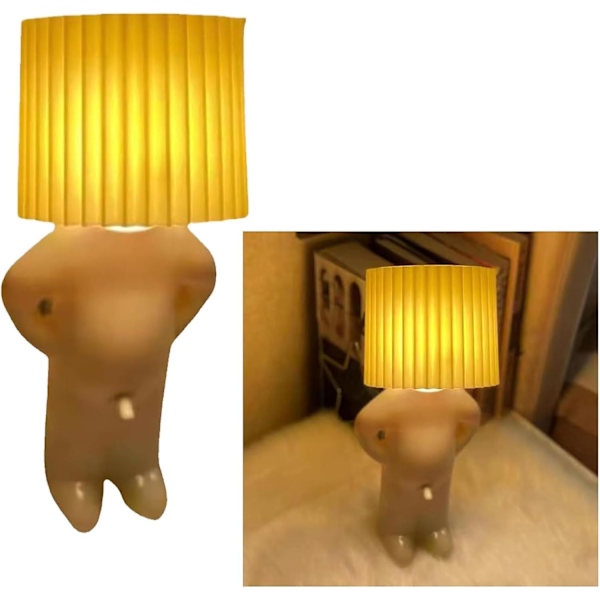 En kreativ lampe af den lille generte mand, sjov fræk dreng led bordlampe, romantisk led sengelampe, natlys nyhedsgave Yellow