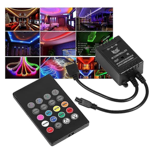 LED musikkontroller 20 taster IR fjernkontroll lydsensor kontrollere for RGB stripebelysning