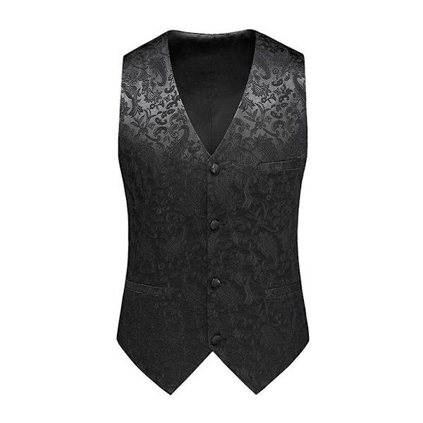 Sliktta Miesten 3-osainen Paisley-mekkoliivi ja set ja taskuneliö Black L