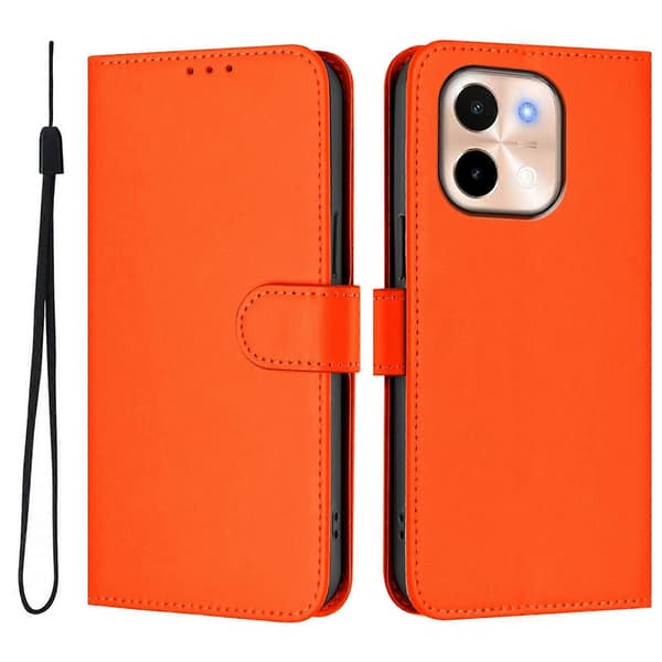 Solid Farge PU-deksel for vivo Y28 4G Orange