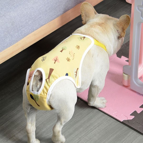 Pet Sanitære Bukser Justerbar Bånd Menstruation Shorts Vaskbar Hund Ble Pet Fysiologiske Bukser Til Indendørs Yellow S