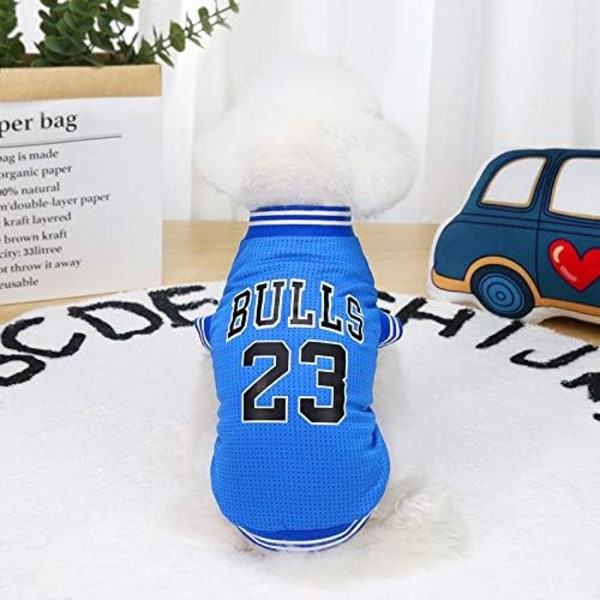 Hundetøj Basketball Mesh Åndbar T-Shirt,Kæledyrstøj Hvalpe Sportstøj Forår/Sommer Mode Hundeskjorte. Blue X-Large