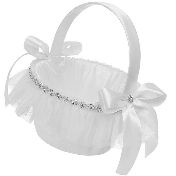Bryllupsblomsterpikekurv med blonder for oppbevaring