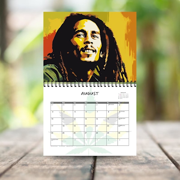 2025 Bob Marley Kalender - 12 Måneder, Daglig, Ugentlig, Månedlig Planlægger, Familie, Tidsplan, Agenda, Organiser