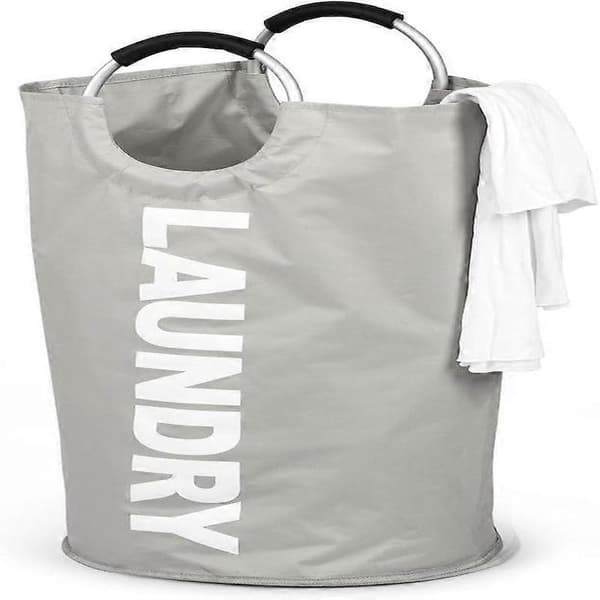 90L Large Laundry Basket, Foldable Laundry Bag, Freestanding Tall Laundry Hamper, Collapsible Laundry Basket Light Grey Light Grey 90L