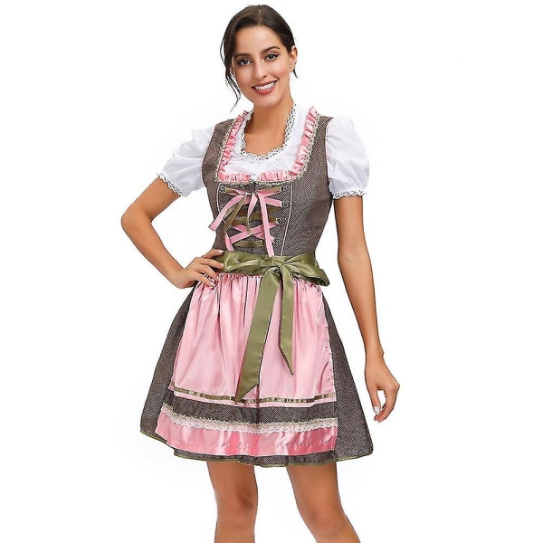 4xl Plus Size Tysk Dirndl-kjole for kvinner Tradisjonell bayersk øl jente Oktoberfest kostymer