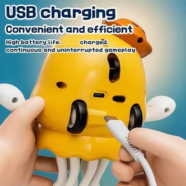 Dancing Octopus Decompression Toy, USB Charging Music Octopus Robot, Wiggling Luminous Buddy, Sound-Activated Movement