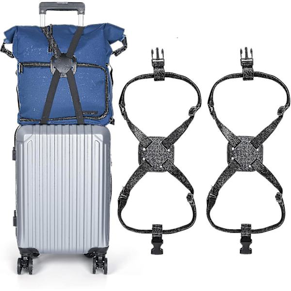 2 Pack matkatavarahihnat benjiä, säädettävä matkalaukun vyö Kannettavat matkahihnat Joustavat lentokenttämatkatarvikkeet soljeilla matkalaukkua varten