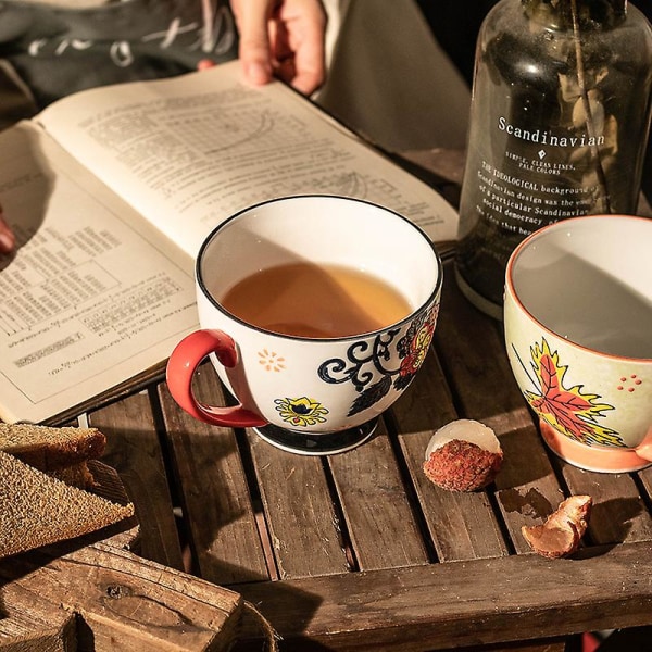 Håndtegnet frokostkopp Melkevannkopp Keramisk Kreativ Nett Rød Kaffekopp Nett Rød Ins Vind Nordisk Keramikkkrus Sunflower