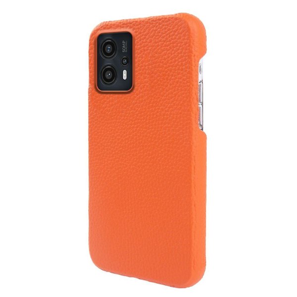 Cover till Motorola Moto G13 4G, Litchi Texture Äkta Koläder+PC Magnetisk Phone case- Brun Orange Style A Motorola Moto G13 4G