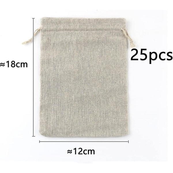 Små poser i bomuldsstof (25-pak) - 13x18 cm