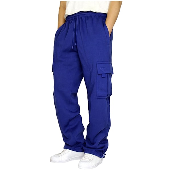 Nya Lediga Rak Overaller med Flera Fickor för Män Royal Blue XL