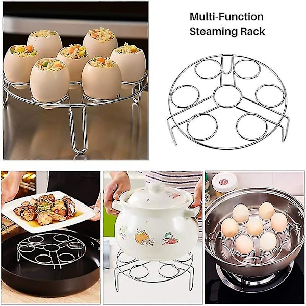 3 stk/sett trykkokertilbehør i rustfritt stål med eggdamperstativ, skillevegg for Kitc A