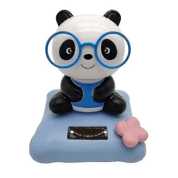 25-26 Soldriven dansande leksak söt Bobblehead Panda Sun Dancer Blå