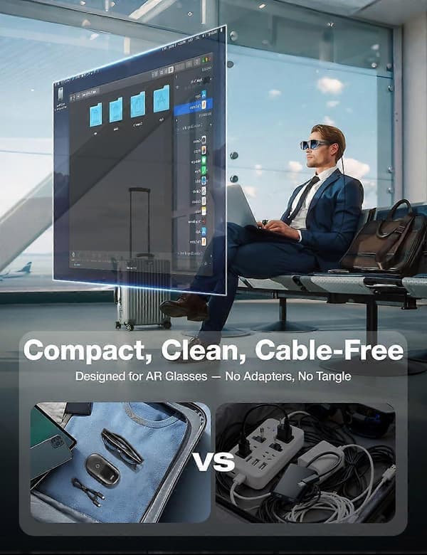AIMIBO trådlös skärmadapter för AR-glasögon, HDMI+USB-C