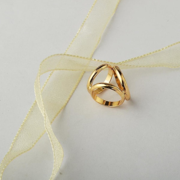3xtricyklisk rund guldtonet tørklædering Silketørklædeclips med tre ringe spænde