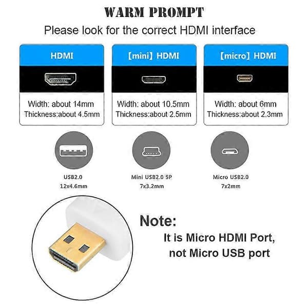 1m forgyldt Micro HDMI han til HDMI han kabel, 1.4 version (hvid) (hvid) Vit