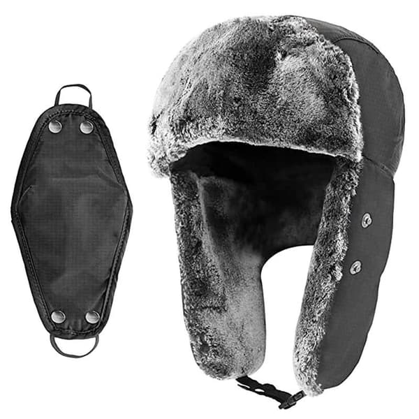 Tjock, varm skidmössa, vindtät mask, öronmuff blå