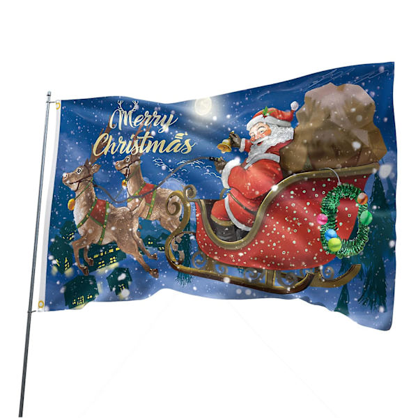 Merry Christmas Santa Claus Flagga 5ft X 3ft, Utomhusjultapetdekoration, Personlig Jultomte Flagga, Trädgårdsfestdekoration