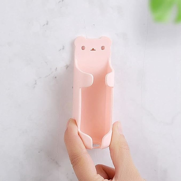 Kotisivu Sähköinen hammasharjateline Seinälle asennettava rei'itys Ilmainen Cute Bear -hammasharjateline Quick Drain -kylpyhuoneen organizer (vaaleanpunainen)