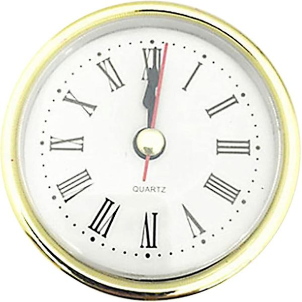 65 mm/2,5 tum Quartz Clock Clocks Insats, Universal Quiet Mini Clock Gold Trim, romerska siffror för hemmet