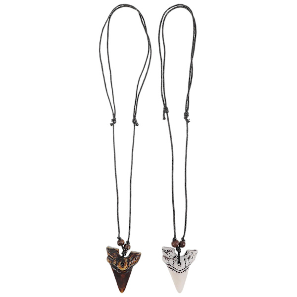 2kpl Shark Tooth -kaulakorut miesten kaulaketjut Cool Beach kaulakorut pojille Assorted Color 26x3.6CM