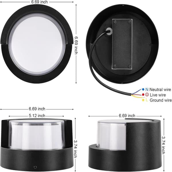 LED Modern Wall Lights Indoor, Keyearth Matte Black Wall Lamp