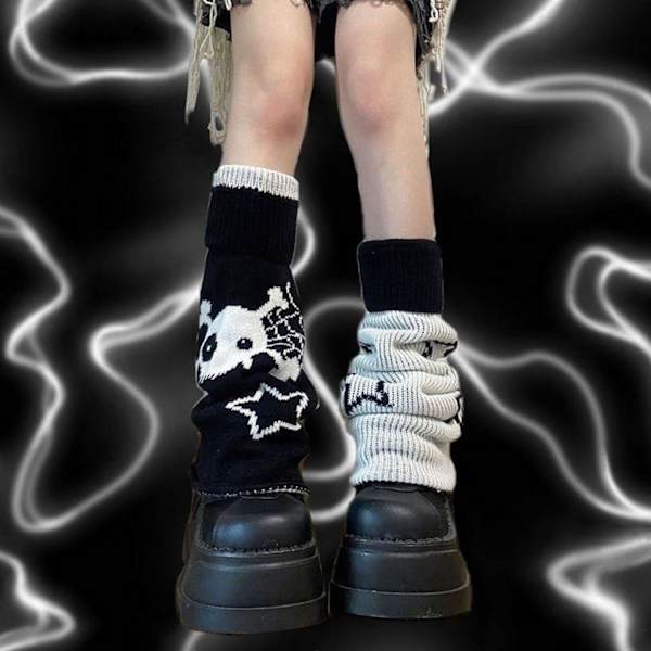 Y2k Beinstrikkere for Kvinner To-Siders Beinstrikkere Jenter Strikkede Beinstrikkere Gothic Harajuku Søte Beinstrikkere