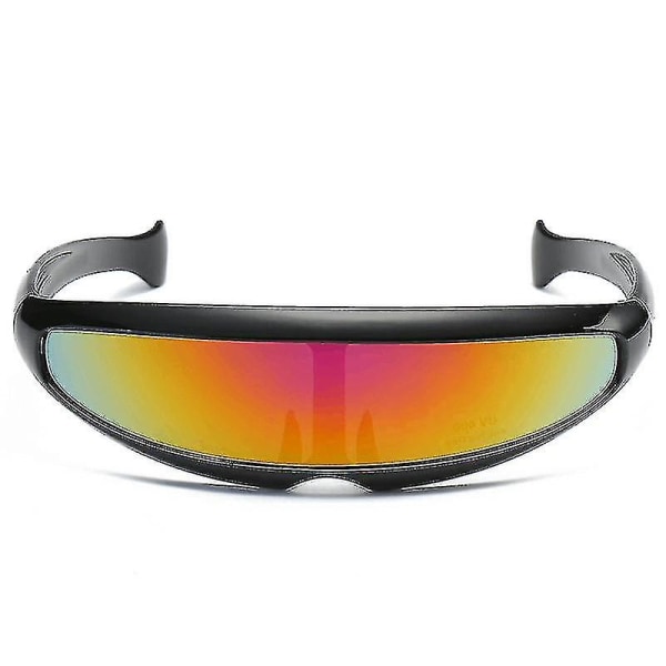 Futuristiska smala Cyclops-färgade spegelglasögonglasögon