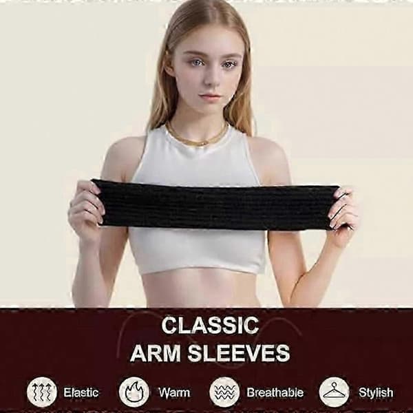Vinterarmvarmere for kvinner, lange fingerløse strikkede armermer med tommelhull Light gray