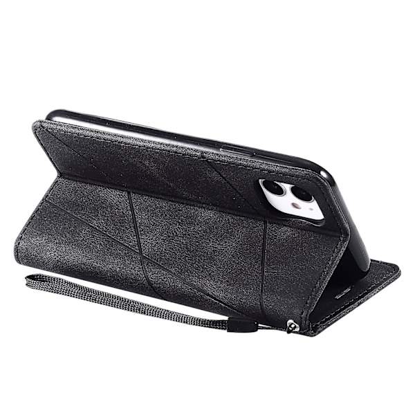 För iPhone 11 Case med rem Skin-touch Splicing Plånbok Cover - Röd Black iPhone 11