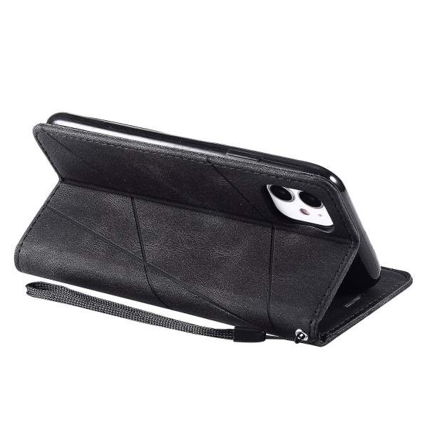 For iPhone 11 Lærveske med stropp Skinn-touch-skjøting lommebok telefondeksel - rød Black iPhone 11