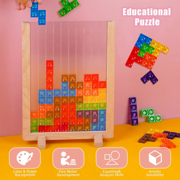 Montessori-leksaker för barn 3 4 5 6 år, transparent hjärngåta pussel leksak intelligens färgglada block, geometrisk pedagogiskt spel present till barn Transparent puzzles