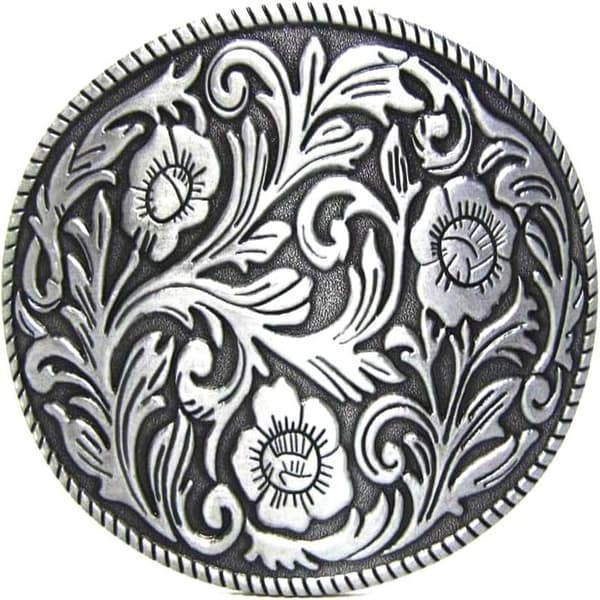 1 stk. Antikk Gravert Blomst Solid Metall Belte Spenne Menn Kvinner Western Cowboy