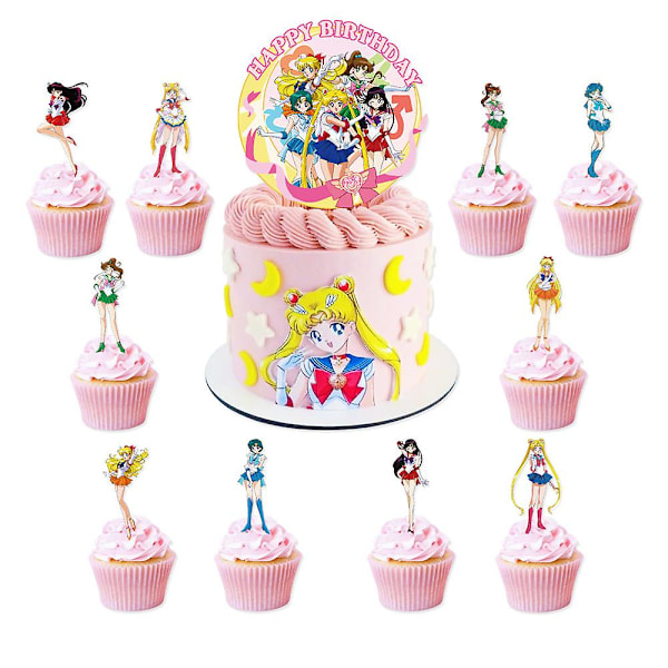 Sailor Moon Temafest Dekoration Banner Ballon Kage Topper Sæt Gaver