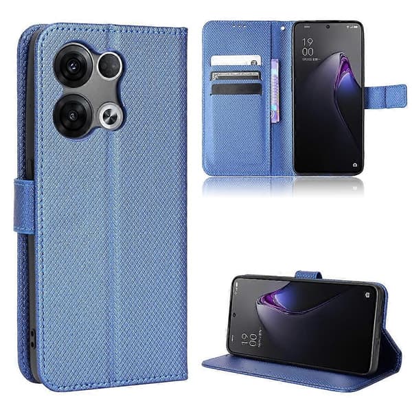 Diamanttexturerat läderfodral för OPPO Reno8 Pro Blue