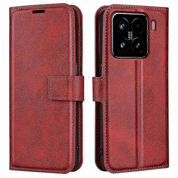 Gråt ridsefast lædertelefoncover med kalvetekstur til 15 Stand Cover Multicolor Light Brown