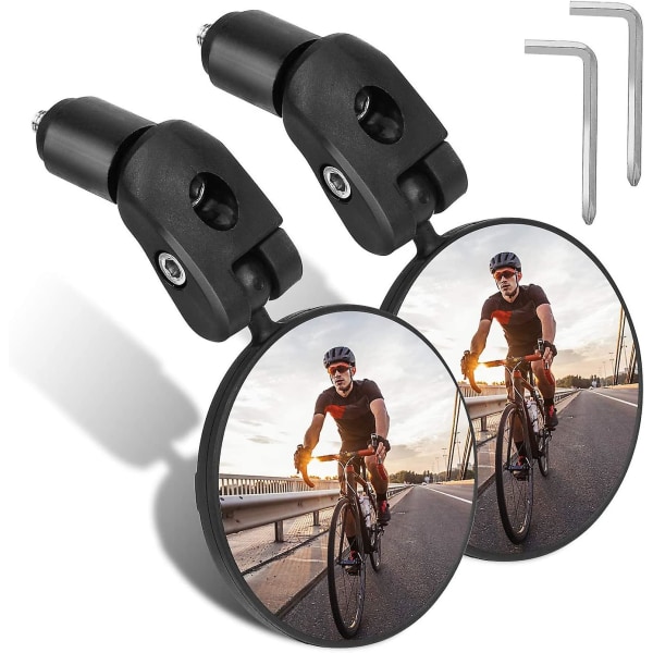 Tangon pään pyöräpeilit, HD-laajakulmaiset polkupyörän taustapeilit, 360 Dregree säädettävä pyörimissuuntainen ohjaustangon kupera peili