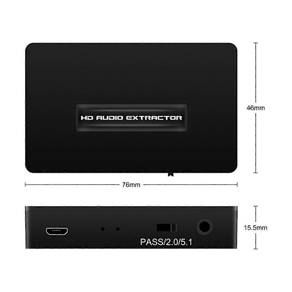 -Kompatibel ljuddelare HD ljudsynkroniseringsdelare omvandlare 4K 5.1 optisk 3,5 ljuddelare Black