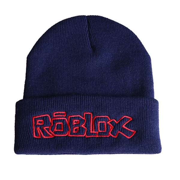 Roblox Hette med Broderte Bokstaver - Vintervarm Strikket Hette for Kvinner og Menn Navy Blue